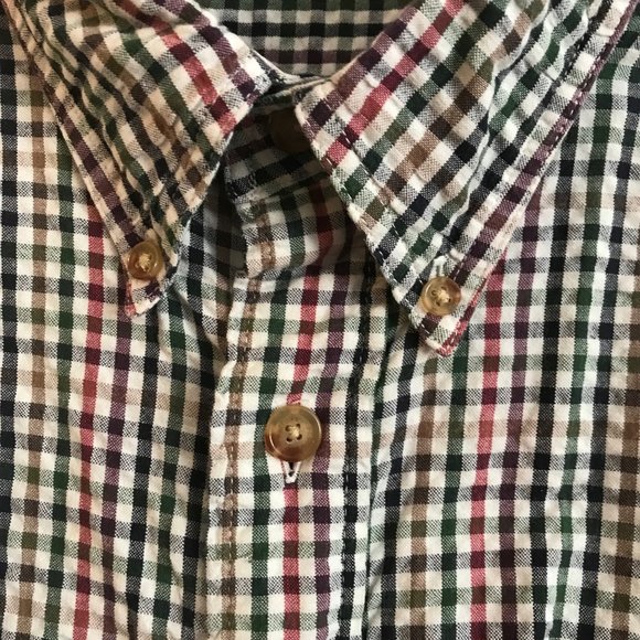 Orvis Seersucker Gingham Plaid Shirt - Picture 2 of 6